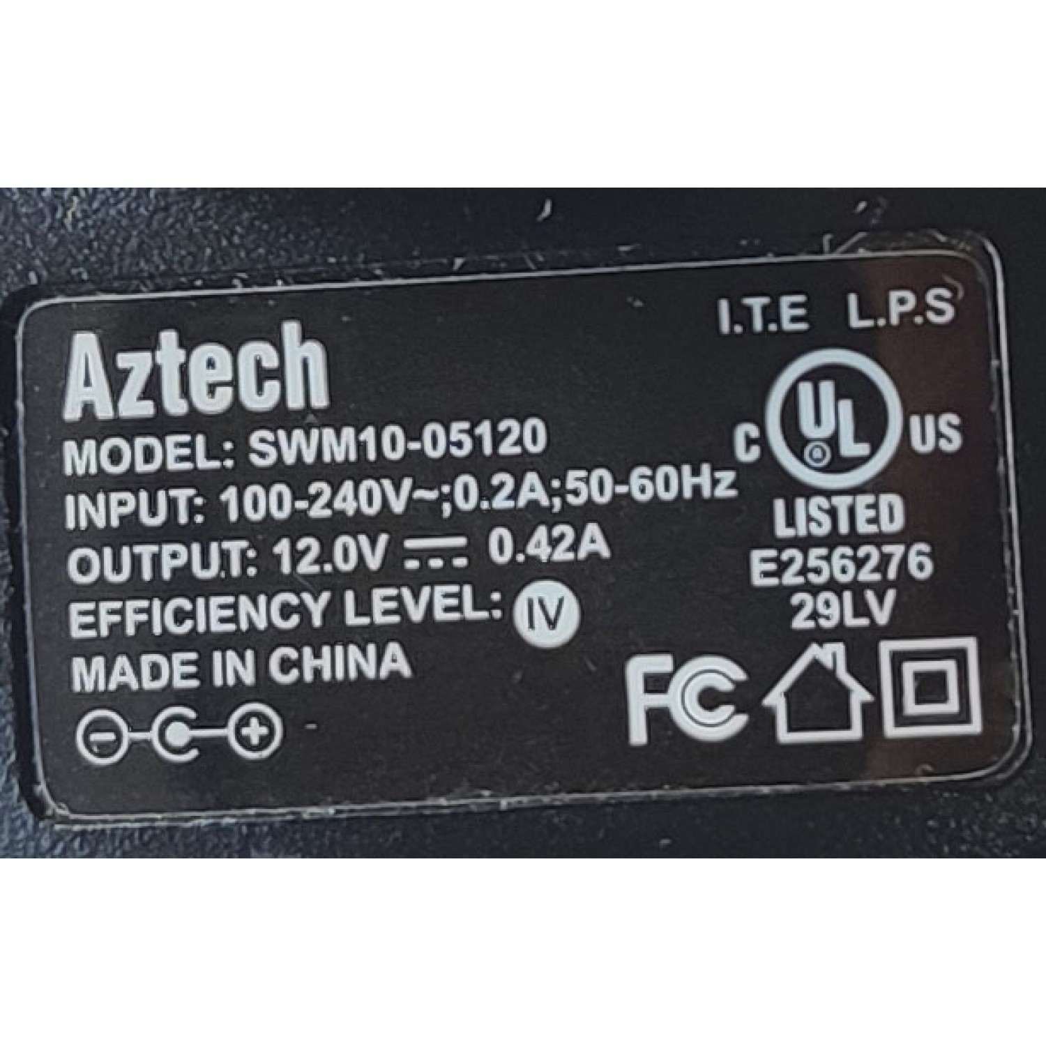 ADAPTADOR AC AZTECH / NUMERO DE PARTE SWM10-05120 / 12.0V - 0.42A / 2210-02	 - Imagen 2